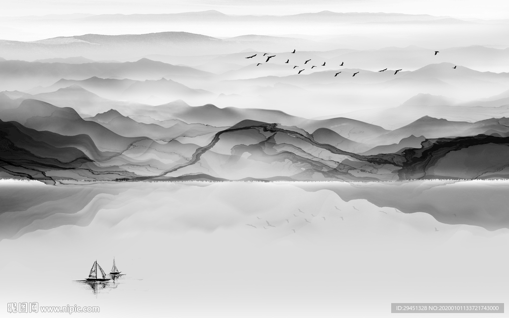 新款中国风山水画 TIF分层