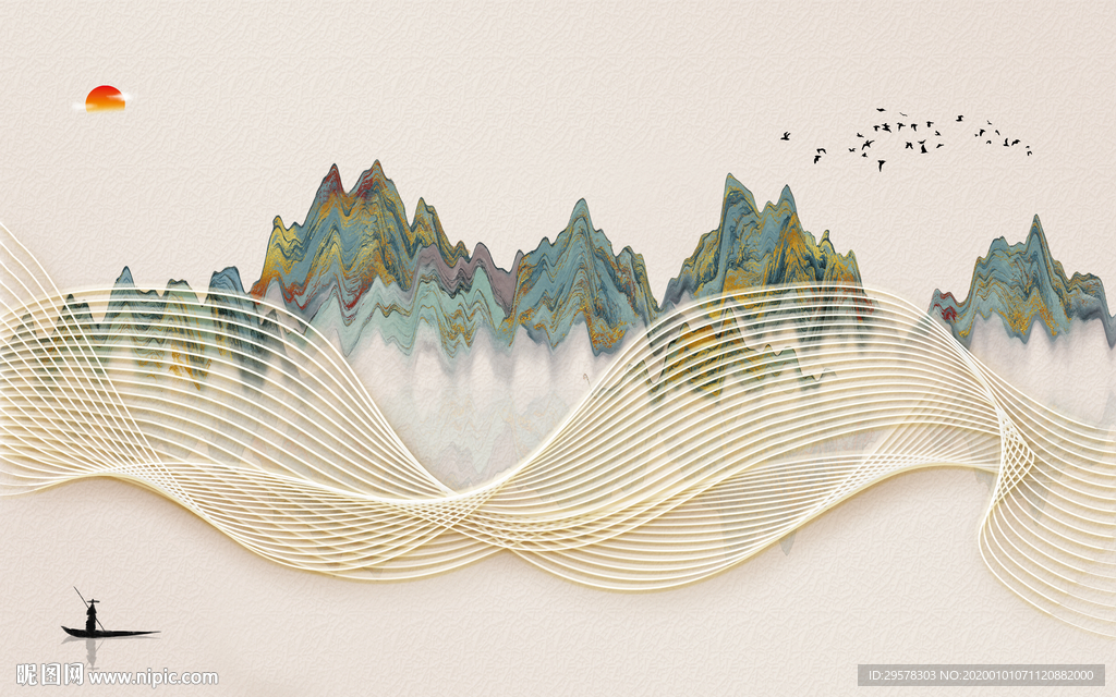 中国风山水电视背景 TIF分层