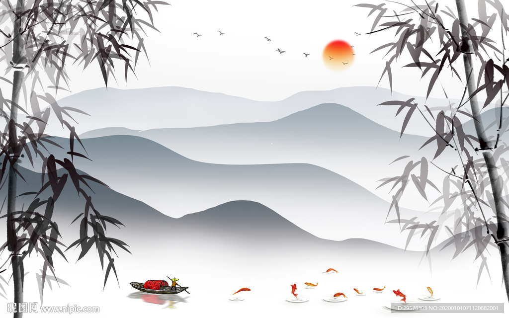 意境山水电视背景 TIF分层