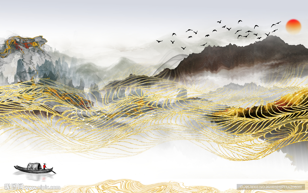 金线山水电视背景 TIF分层