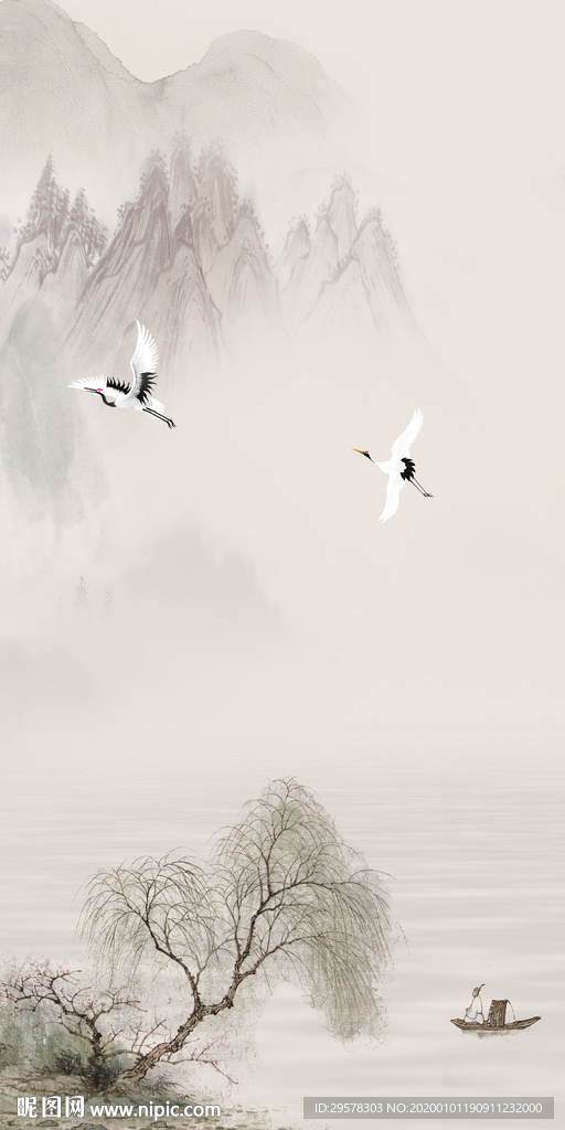 白鹤玄关山水新图 TIF分层