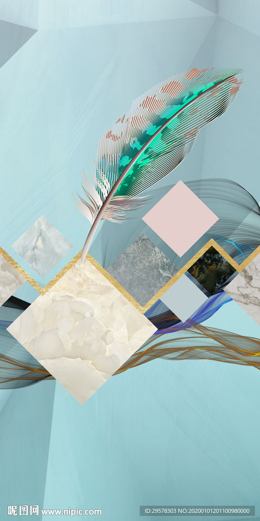 几何新品玄关画 TIF分层