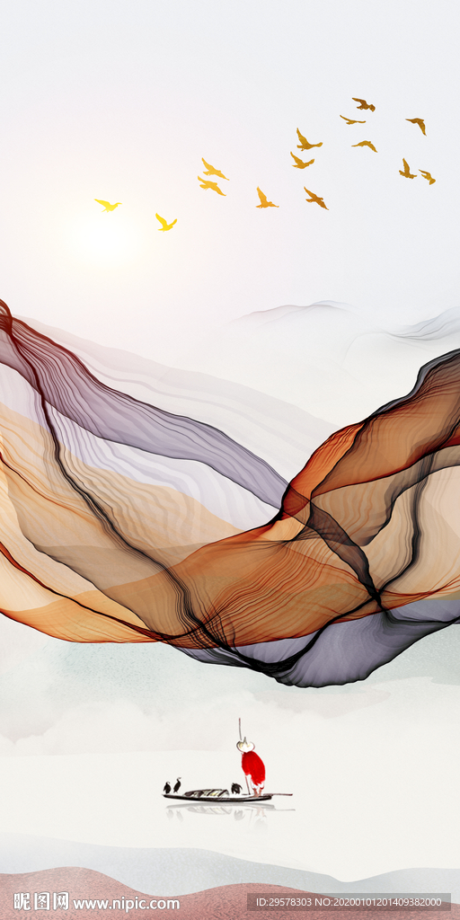 线条玄关山水新图 TIF分层