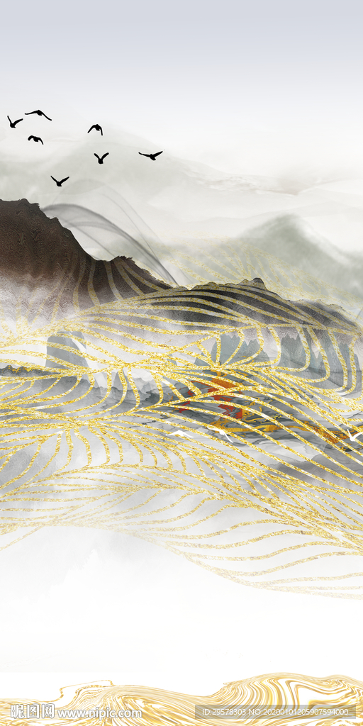 金色玄关山水新图 TIF分层