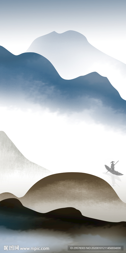 最新玄关山水图 TIF分层