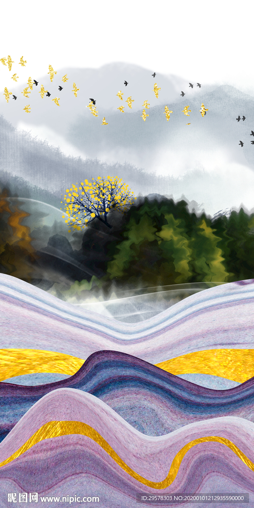 别墅新玄关山水图 TIF分层