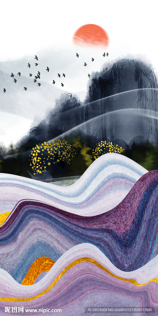 意境新玄关山水图 TIF分层