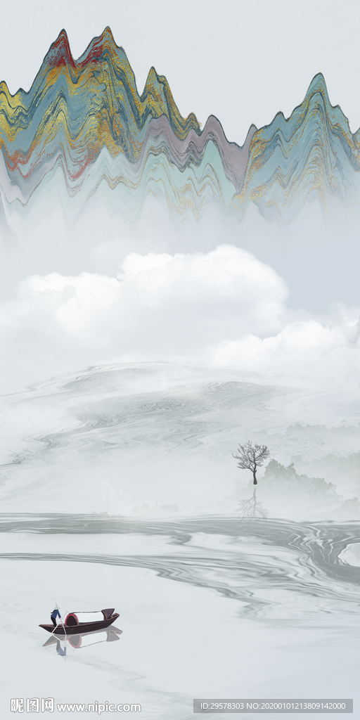 极品新玄关山水图 TIF分层