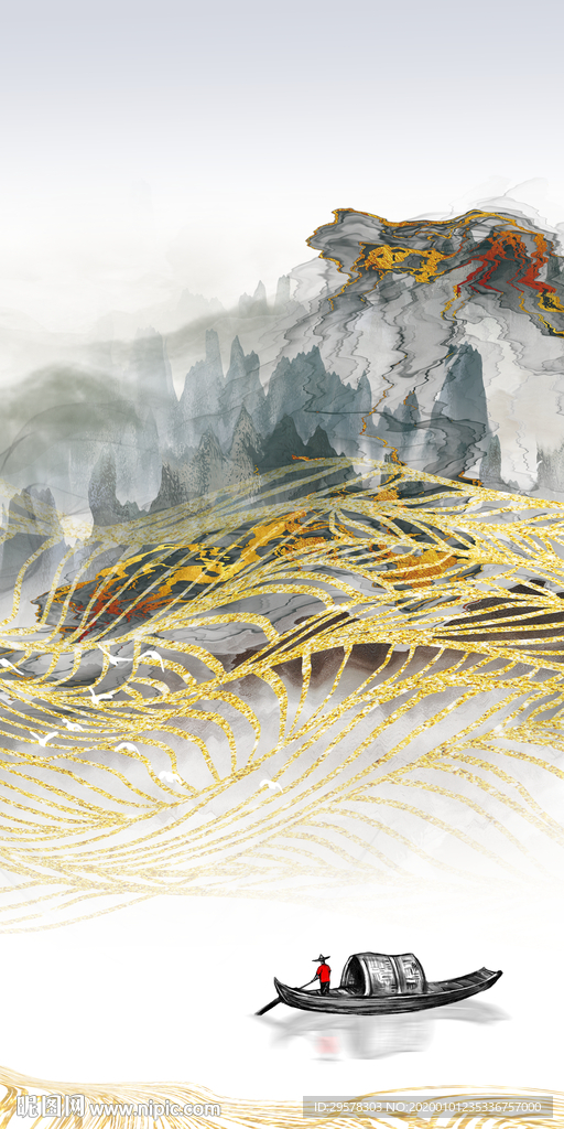 高档 新玄关山水图 TIF分层