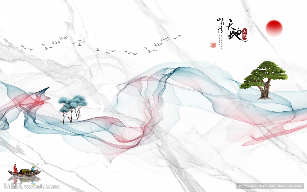 爵士白北欧背景墙画 TIF分层