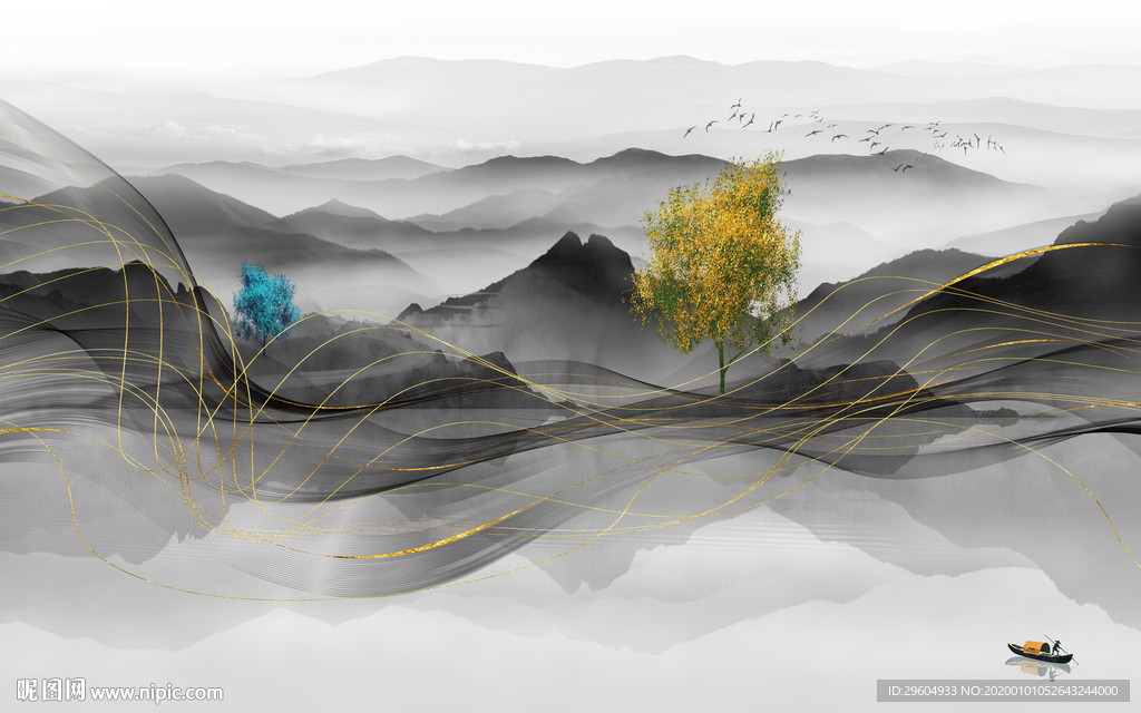 金树山水高清墙画 TIF分层