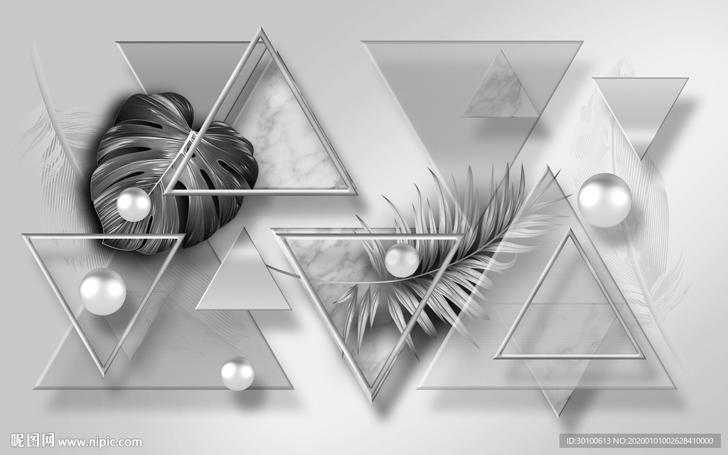 三角形简欧 装饰画 TIF分层