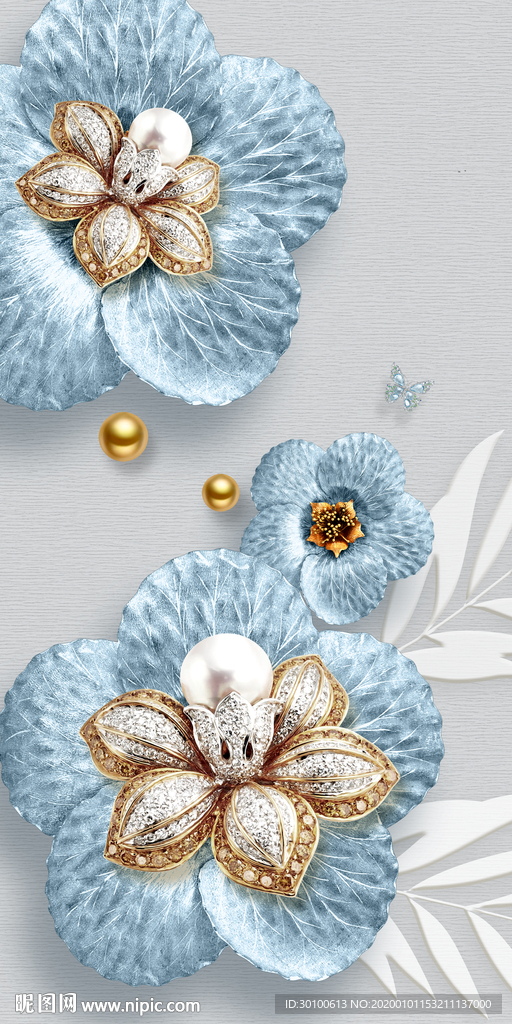 立体花朵玄关挂画 TIF分层