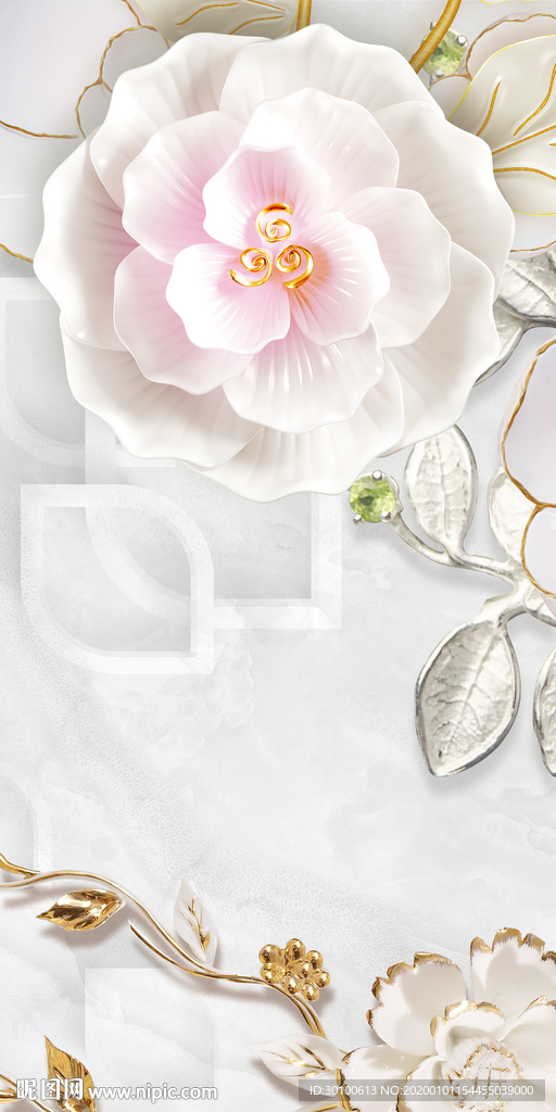 立体花玄关挂画 TIF分层