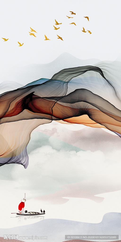 线条玄关山水新画 tif分层