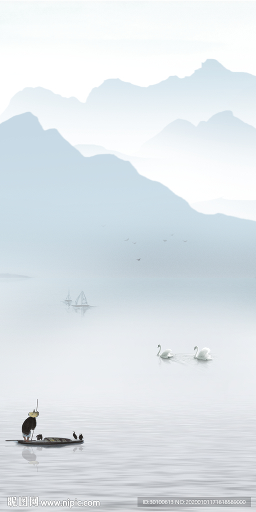 中式玄关山水新画 tif分层