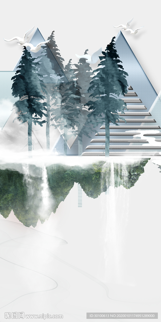 麋鹿森林玄关挂画 TIF分层