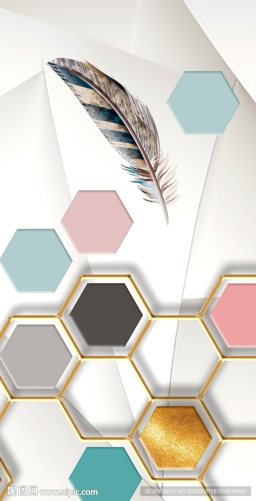 欧式几何玄关挂画 TIF分层