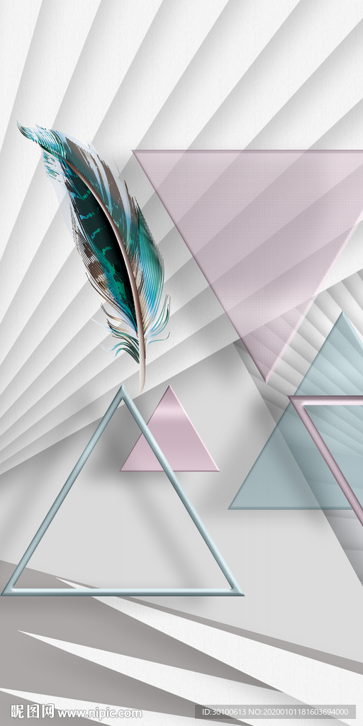 别墅几何玄关挂画 TIF分层