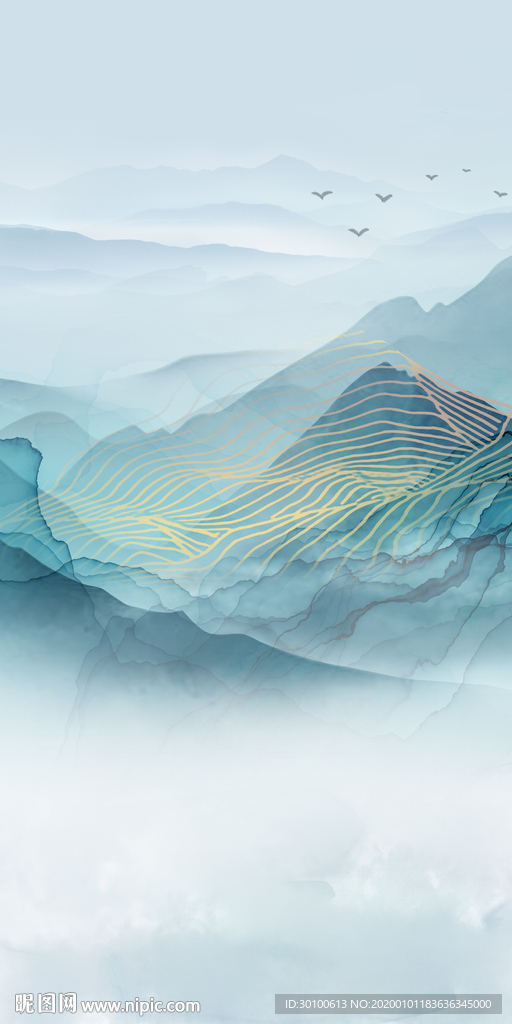 高清 玄关山水新画 tif分层