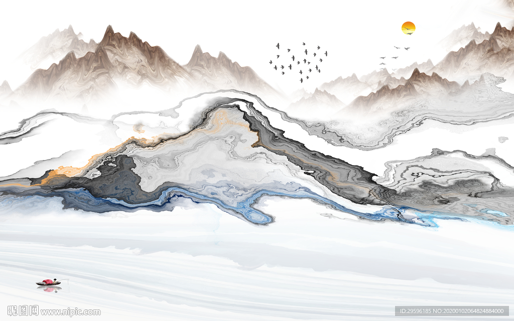 抽象线条新山水画 TIF分层