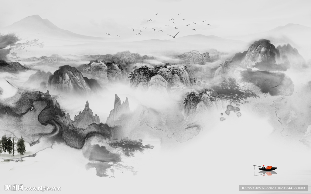 国画爆款新山水画 TIF分层