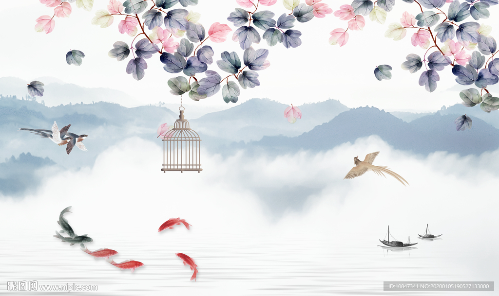 中国风山水画新款画 TIF分层