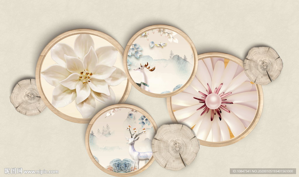 圆形北欧新装饰画 TIF分层