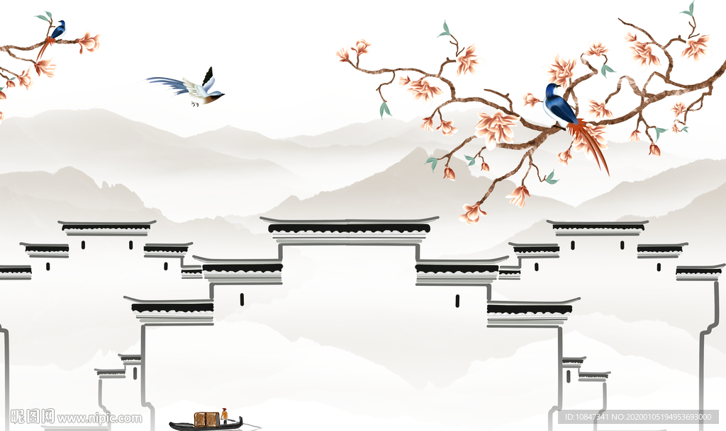 江南山水画新款画 TIF分层