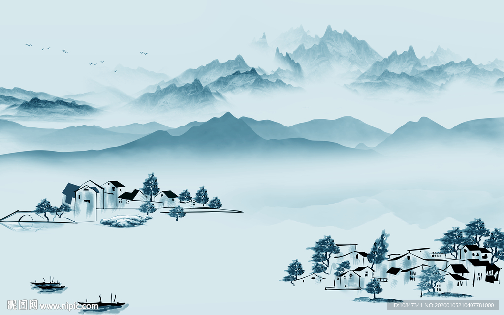 意境山水画高档画 TIF分层