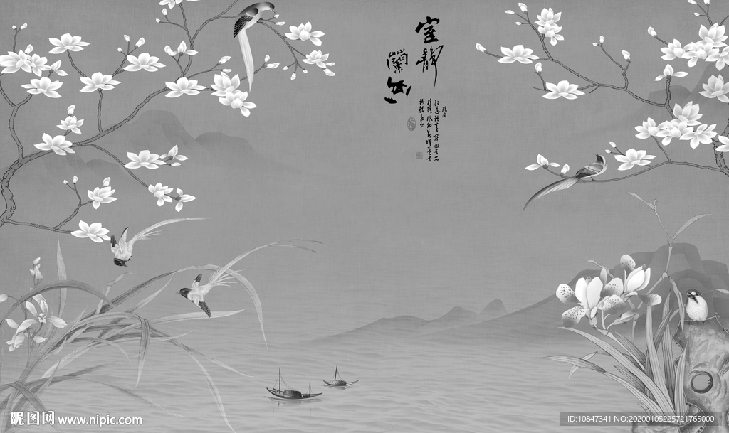 花鸟山水画高档画 TIF分层