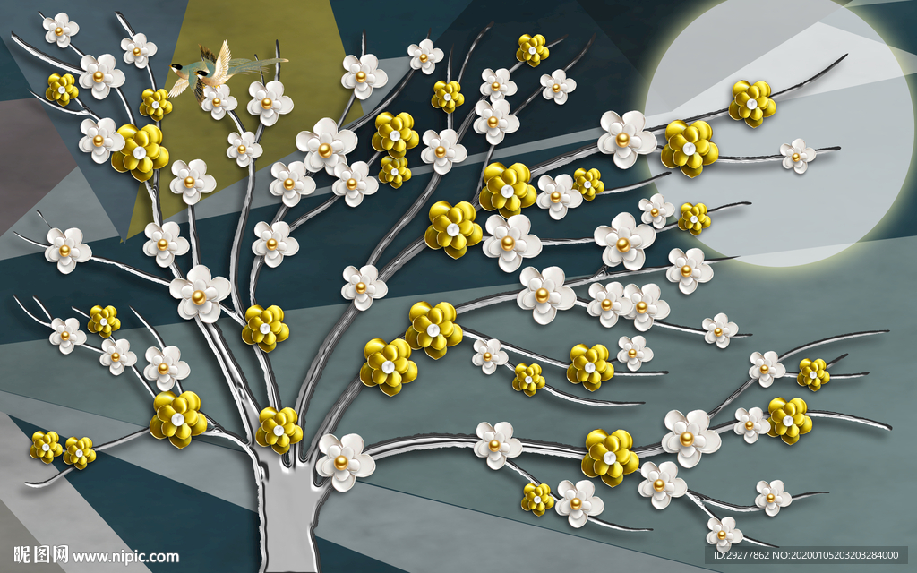 立体树北欧式装饰画 TIF分层