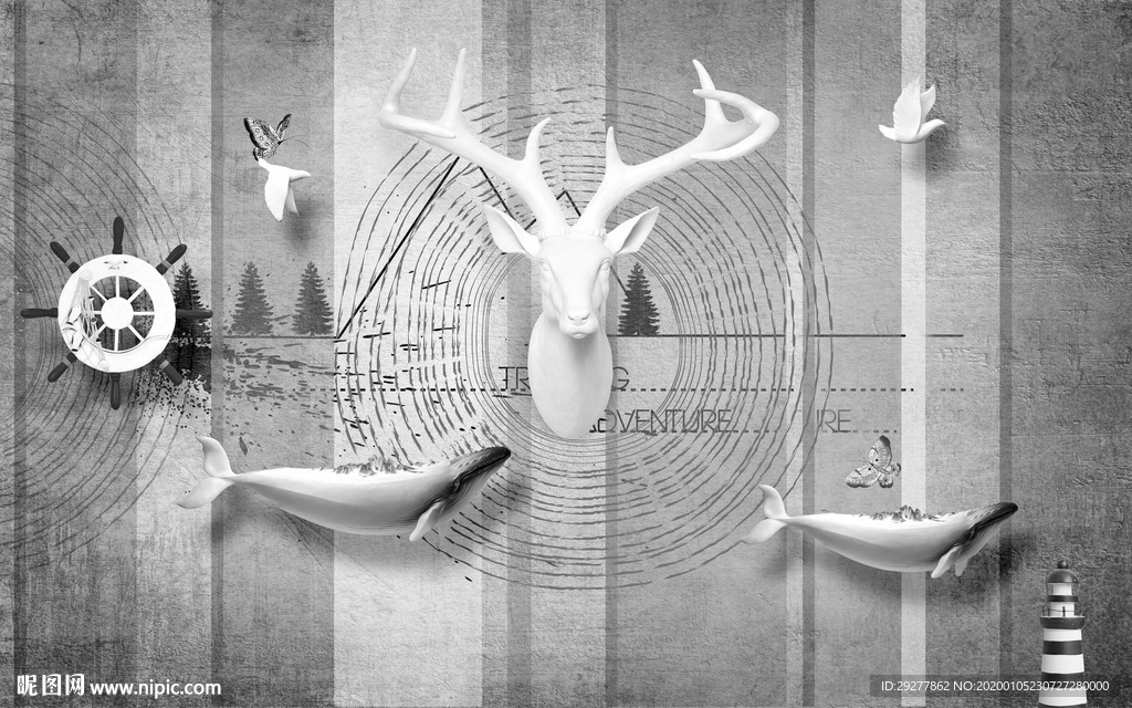 地中海装饰小清新画 TIF分层