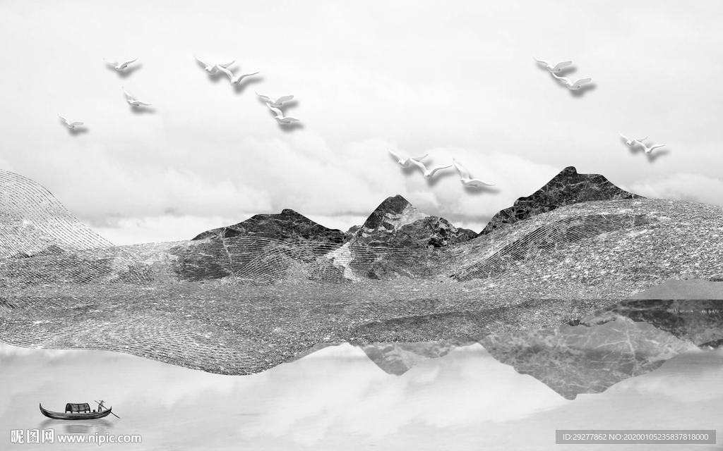 新中式新款山水新画 TIF分层