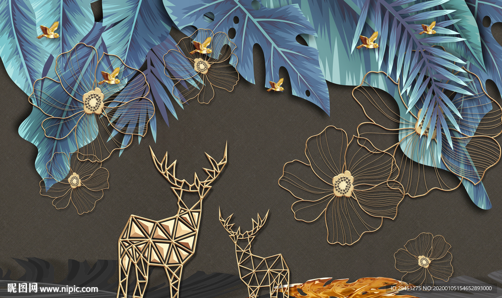 豪华欧式背景墙画 TIF分层