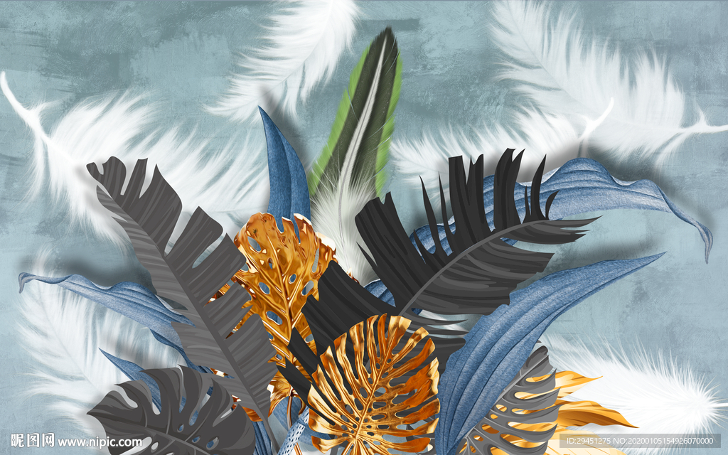 金叶欧式背景墙画 TIF分层