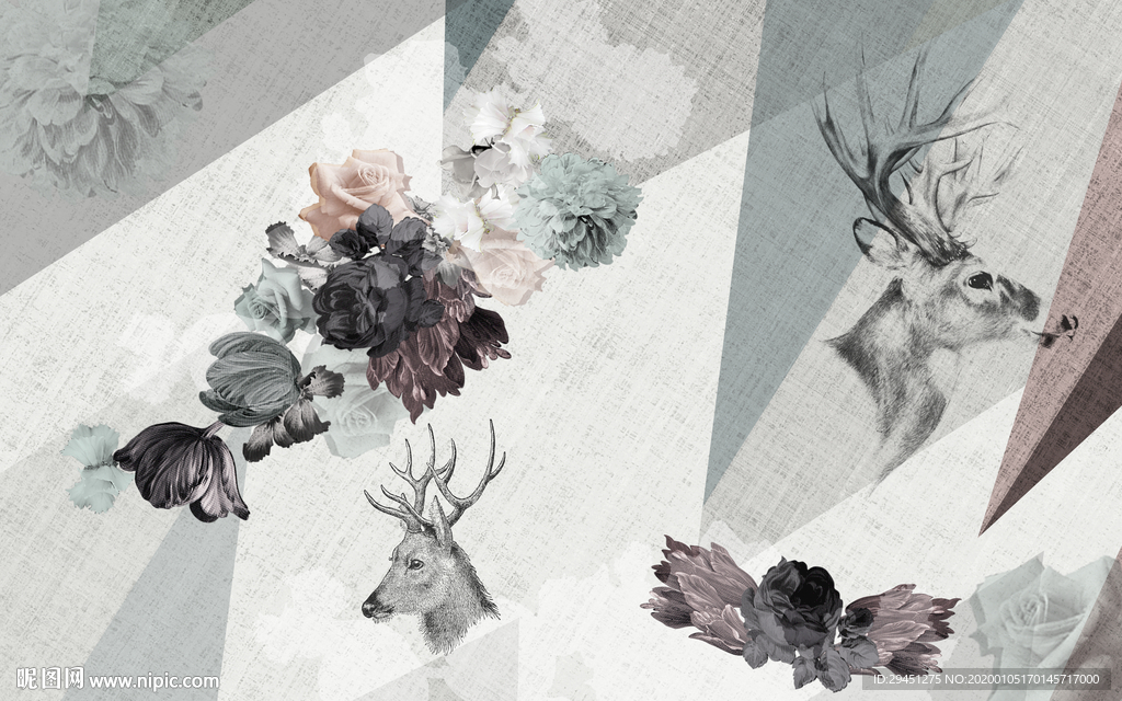 奢华欧式背景墙画 TIF分层