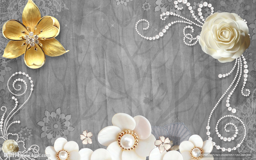 珠宝欧式背景墙画 TIF分层