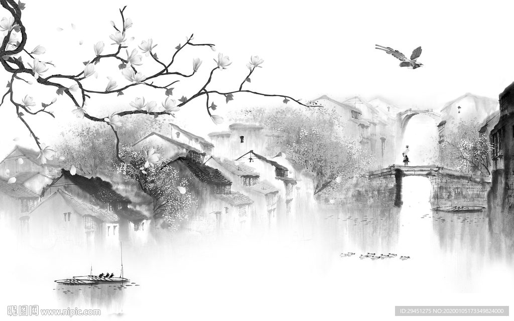 江南意境新山水画 TIF分层