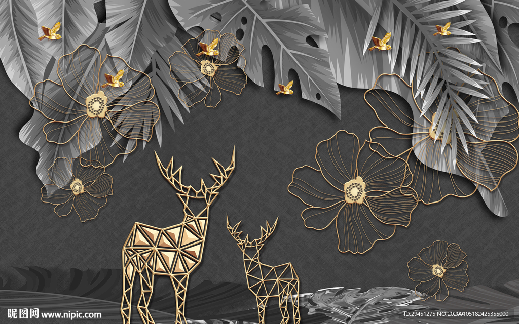 北欧欧式背景墙画 TIF分层