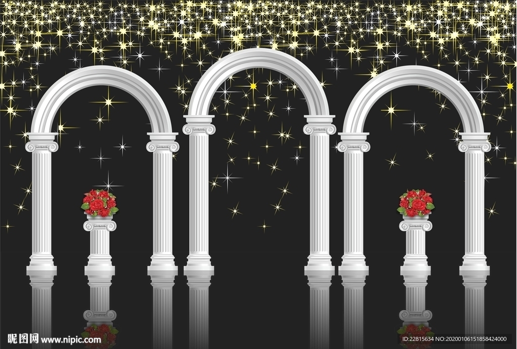 矢量欧式罗马柱拱门