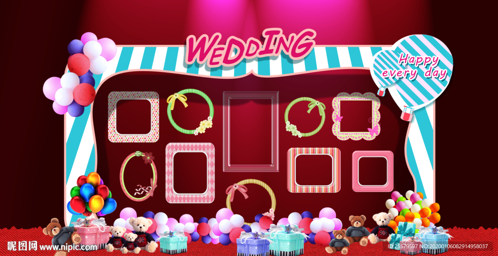 可爱粉色儿童照片背景 生日背景