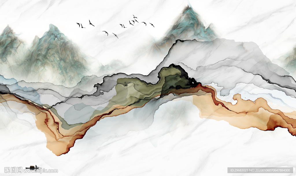 线条新山水背景画 TIF分层