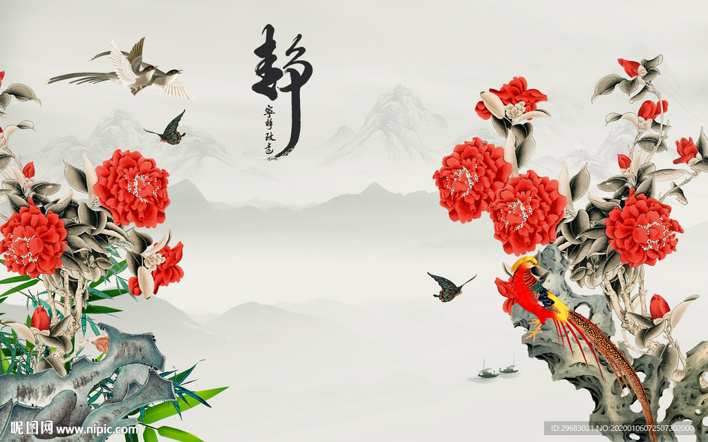 国画新山水背景画 TIF分层