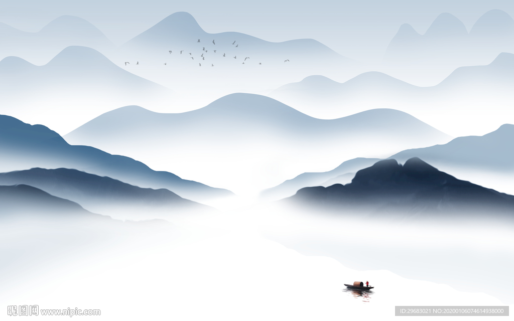 现代新山水背景画 TIF分层