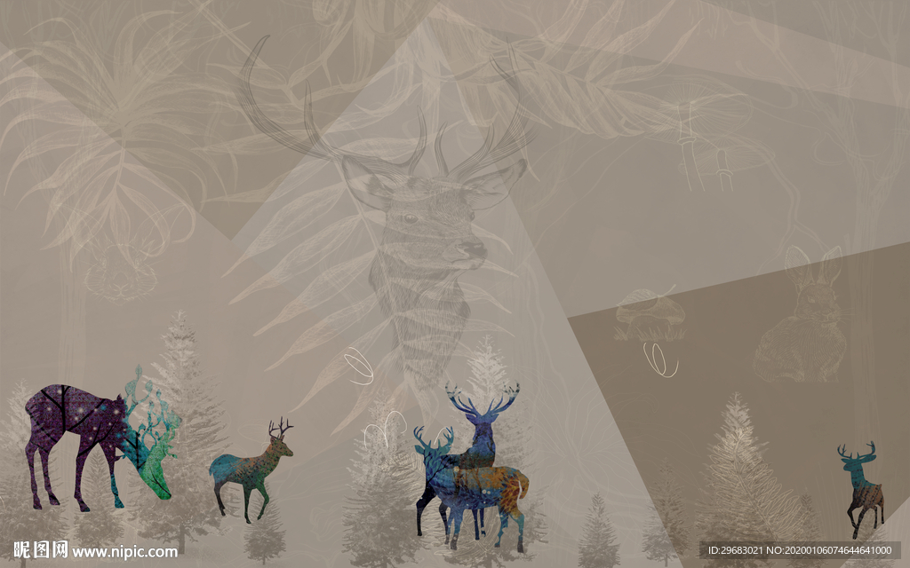 麋鹿高端画 TIF分层