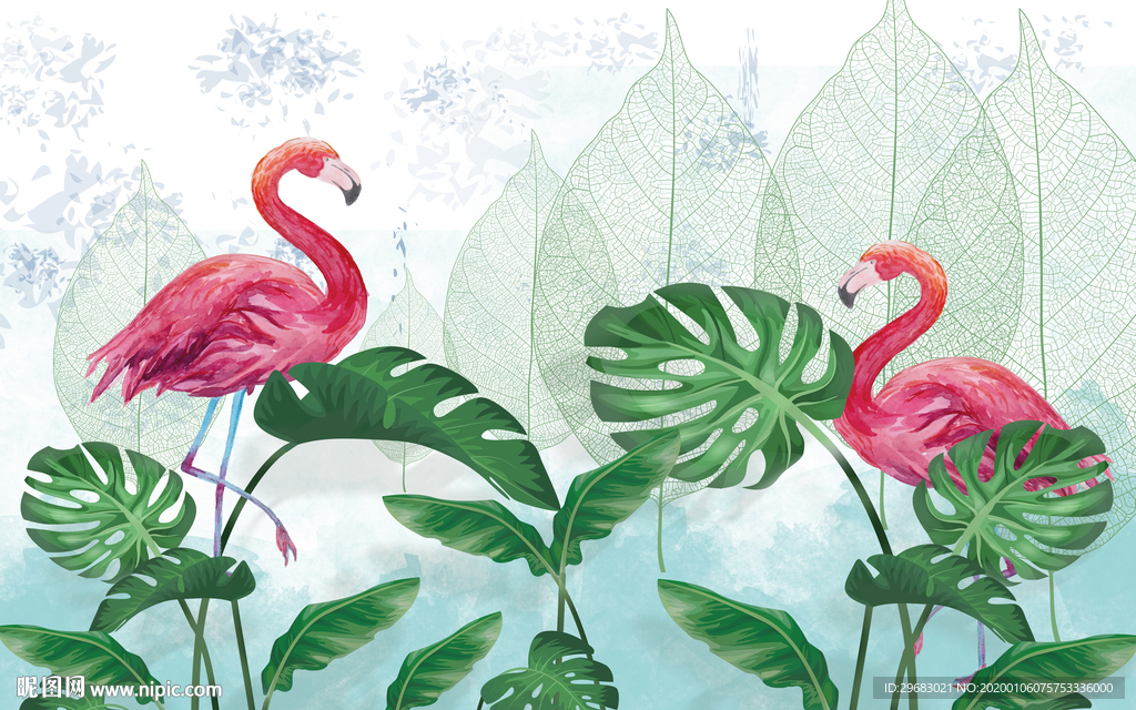 火烈鸟装饰高端画 TIF分层