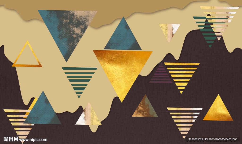 金色几何高端画 TIF分层