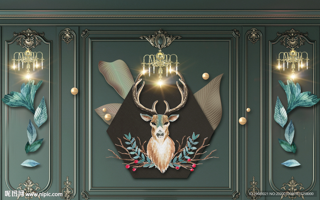 奢华麋鹿高端画 TIF分层