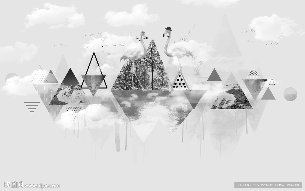 几何装饰高端画 TIF分层